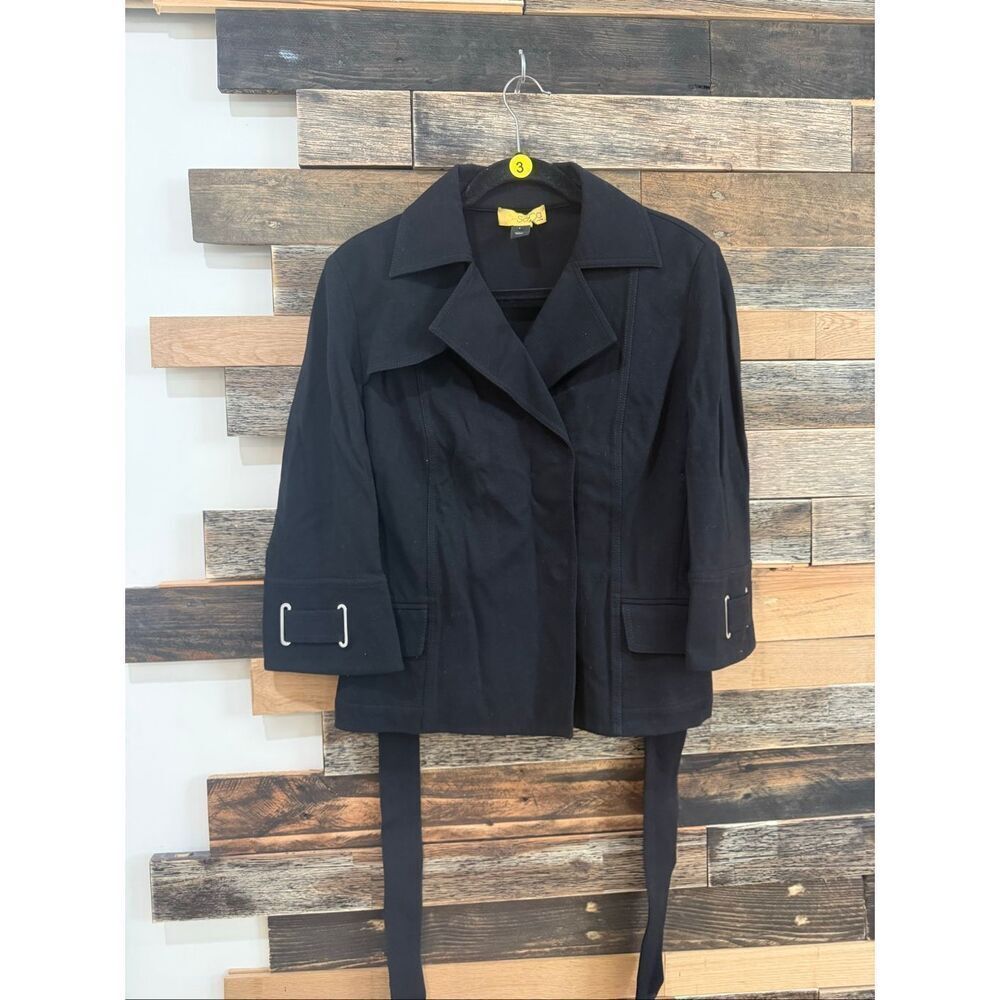 St John Soca women black jacket belted snap size S